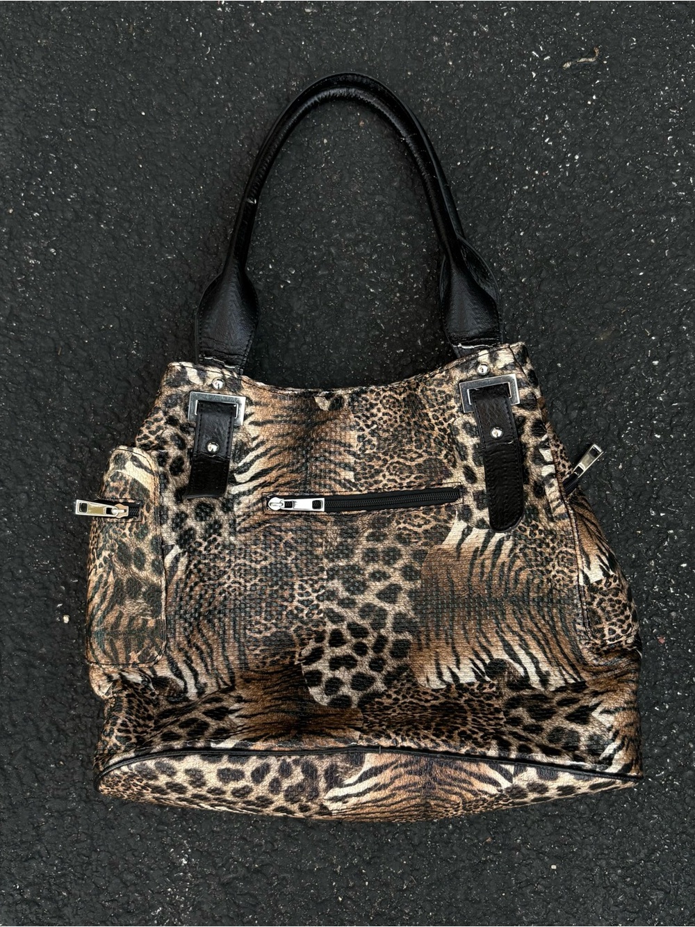Call It Spring Y2K Animal Print Leopard Cheetah Tiger Zip Top Shoulder Bag Goth